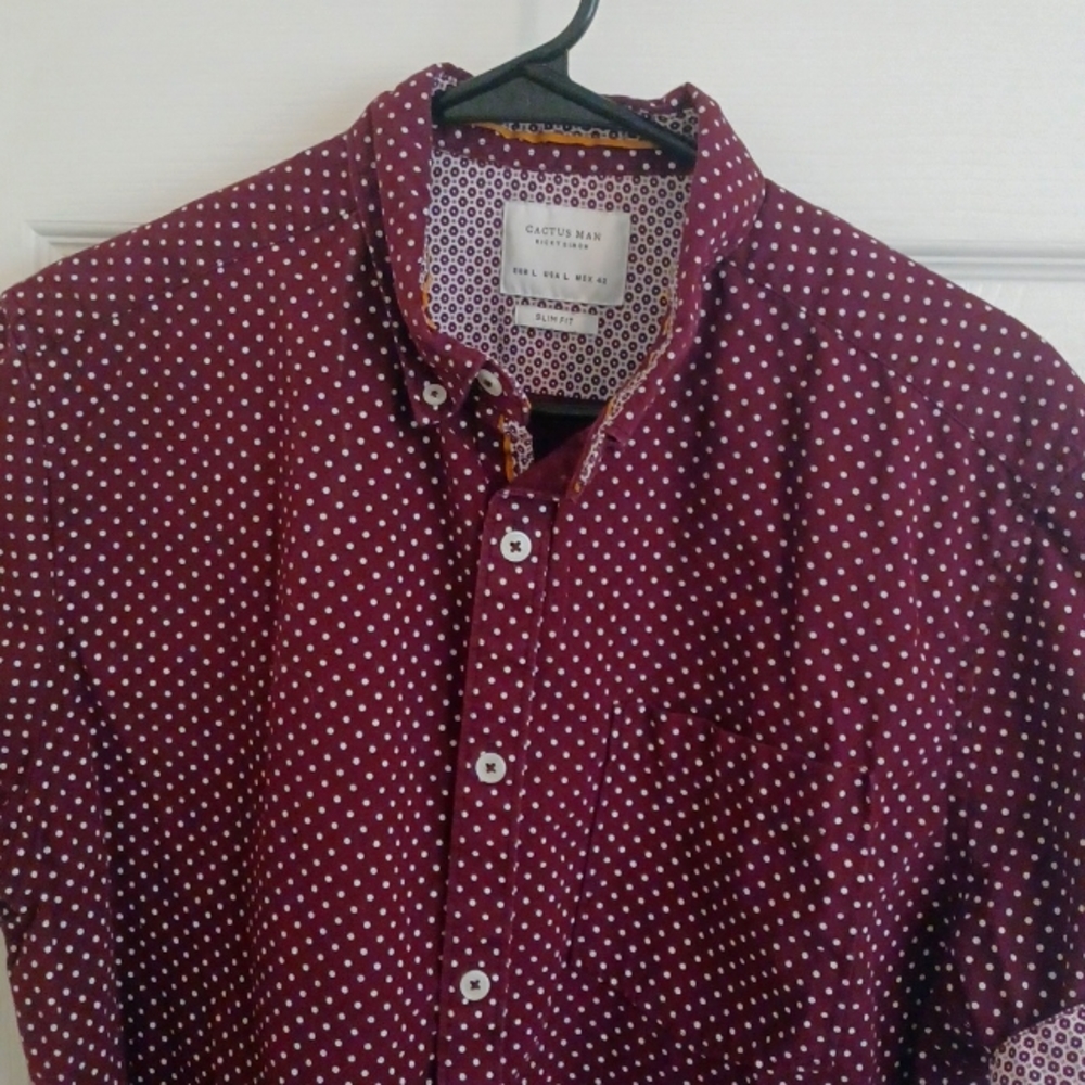 Cactus Man red polka dot short sleeve shirt